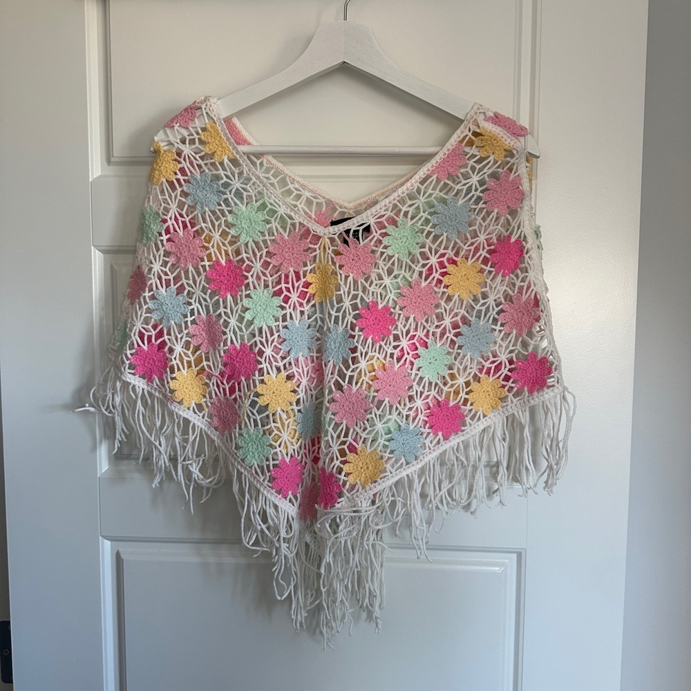 Multicolor Crochet Fringe Wrap